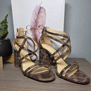 New!!! Jessica Simpson Rasima Heels 7.5 - Light Bronze Leopard Sparkle Strappy